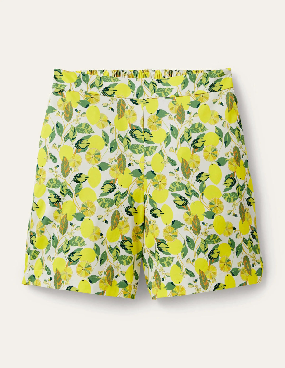 Pull On Shorts-Ivory, Lemon Vine