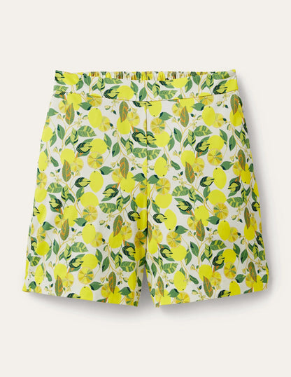 Pull On Shorts-Ivory, Lemon Vine