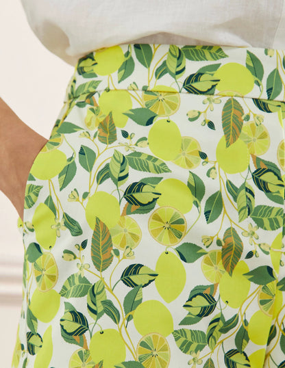 Pull On Shorts-Ivory, Lemon Vine