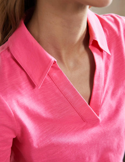 Cotton Polo Top-Festival Pink