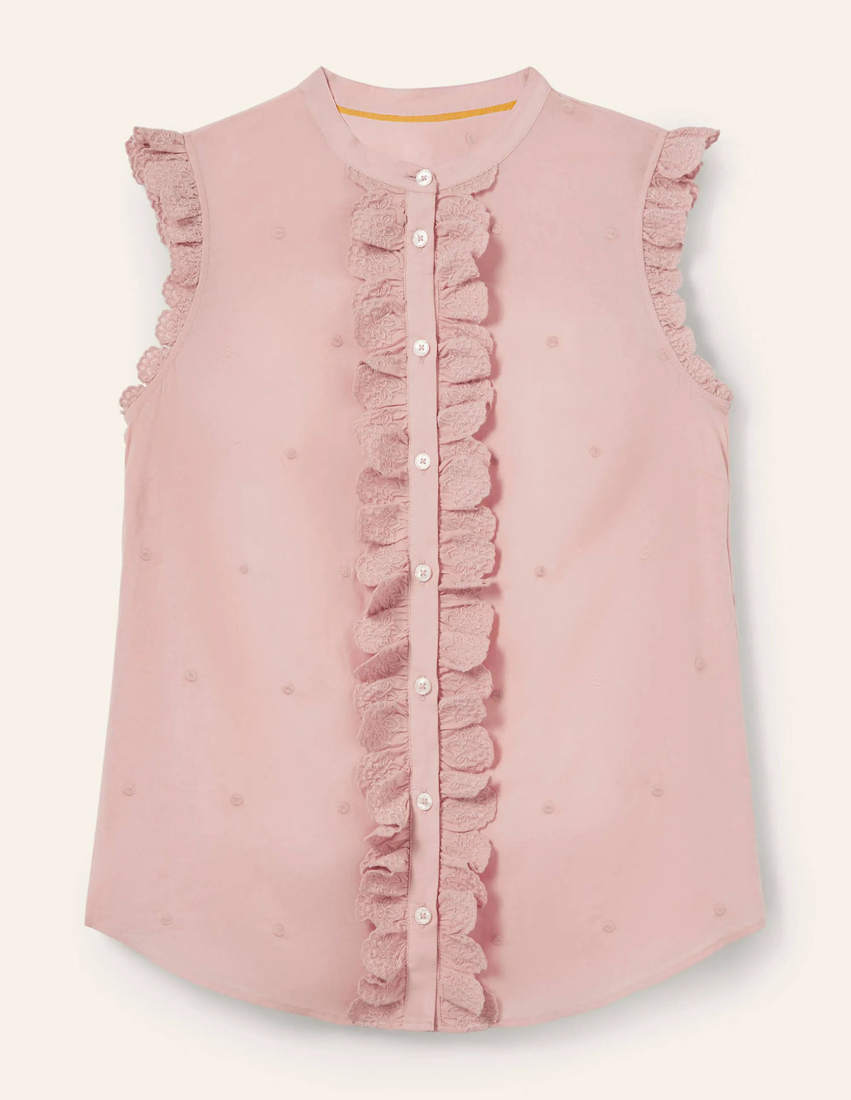 Sleeveless Embroidered Shirt-Milkshake