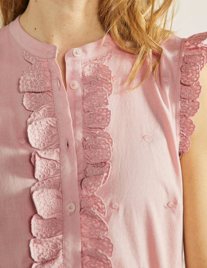 Sleeveless Embroidered Shirt-Milkshake