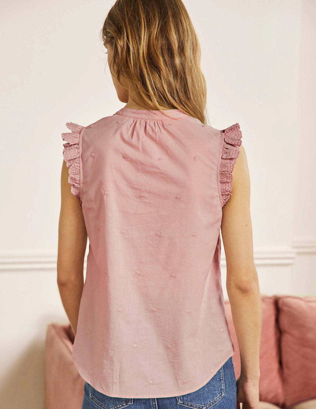Sleeveless Embroidered Shirt-Milkshake