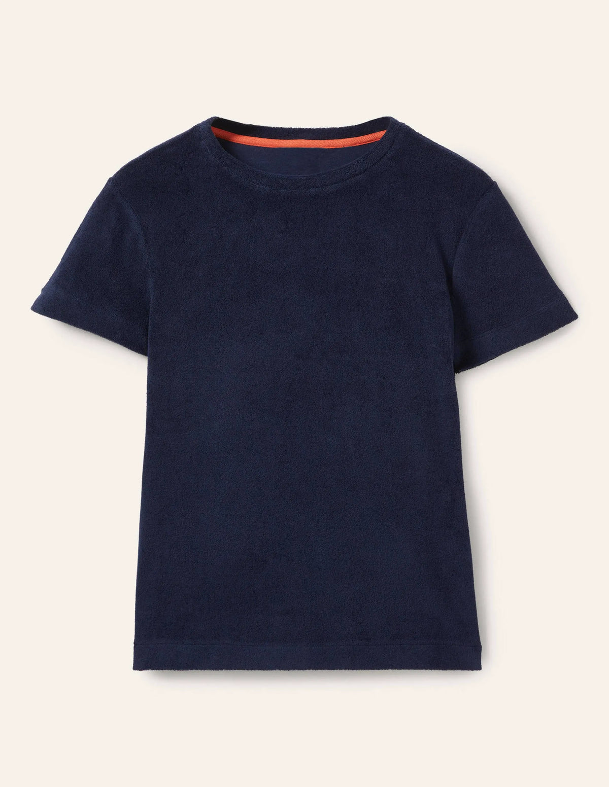 Erica Towelling Crew Neck Top-Navy