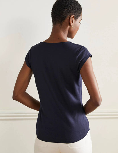 Supersoft Cap Sleeve Top-Navy