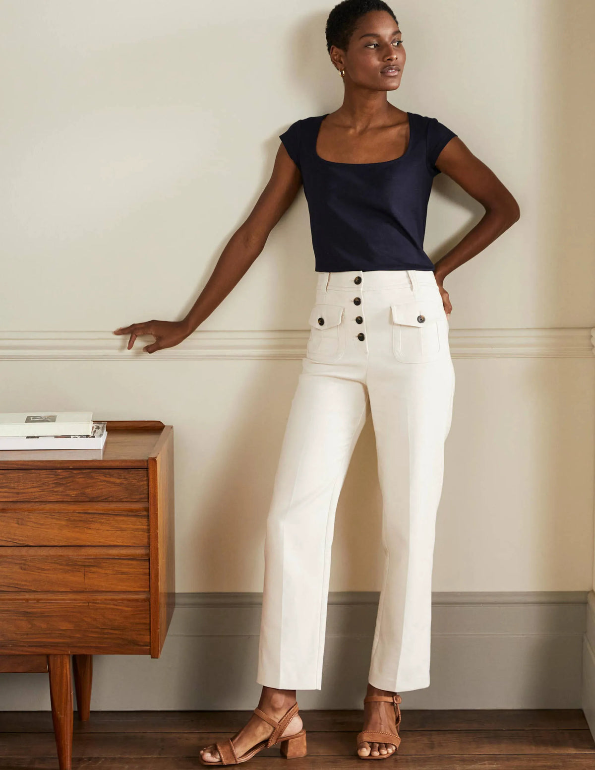 Supersoft Cap Sleeve Top-Navy