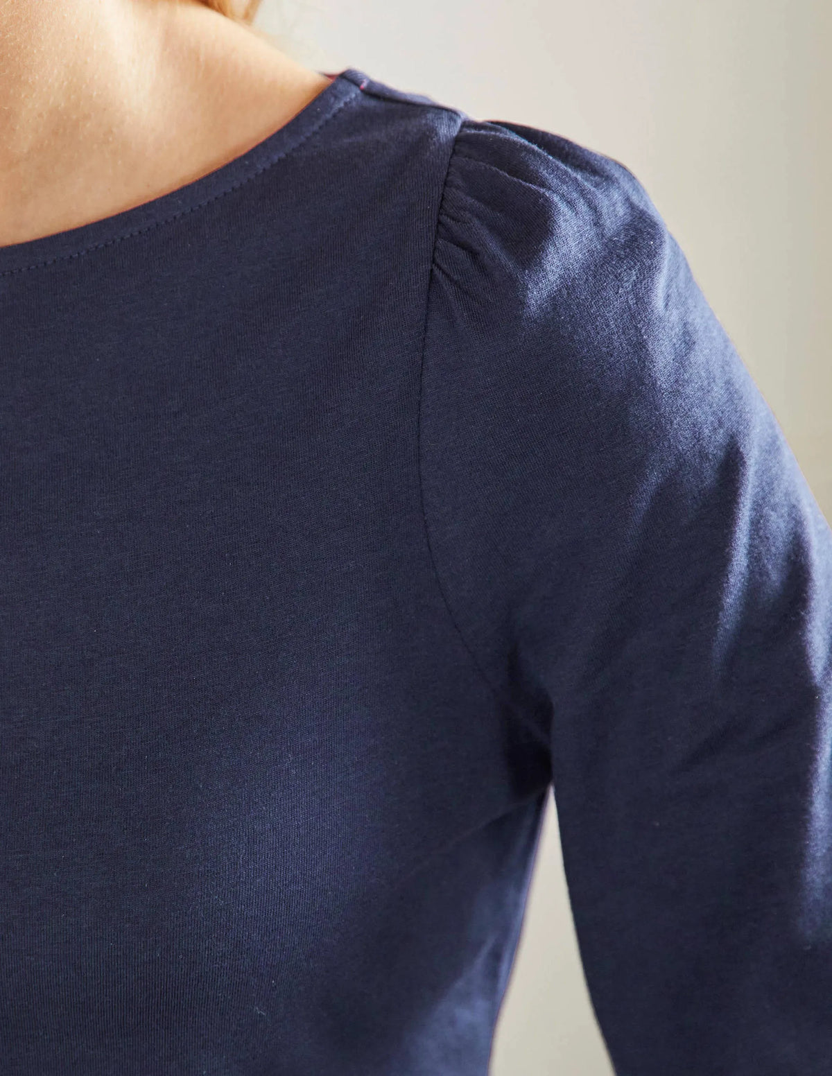 Supersoft Boat Neck Top-Navy
