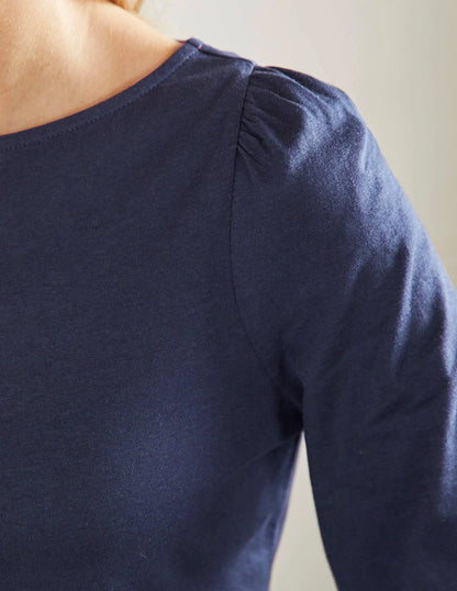 Supersoft Boat Neck Top-Navy