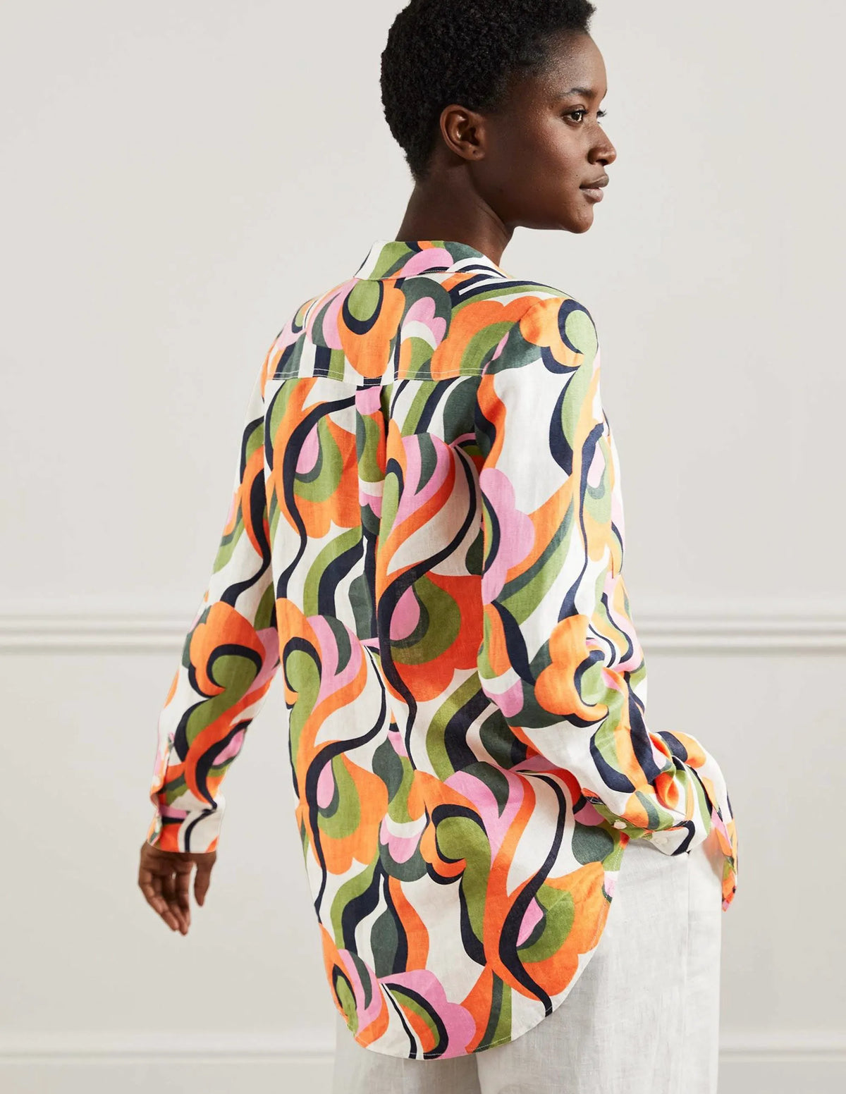 Linen Shirt-Multi, Abstract Swirl