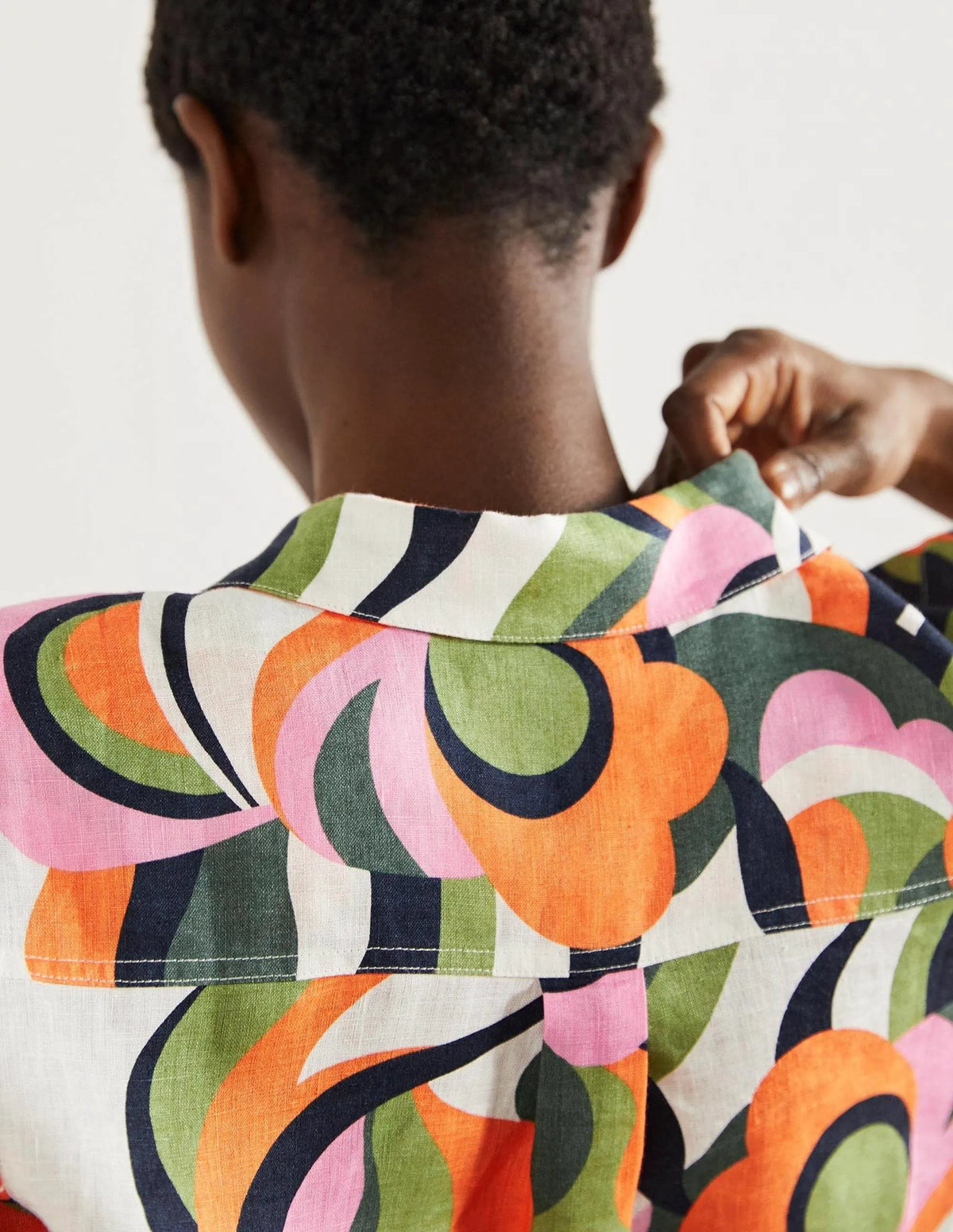 Linen Shirt-Multi, Abstract Swirl