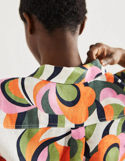 Linen Shirt-Multi, Abstract Swirl