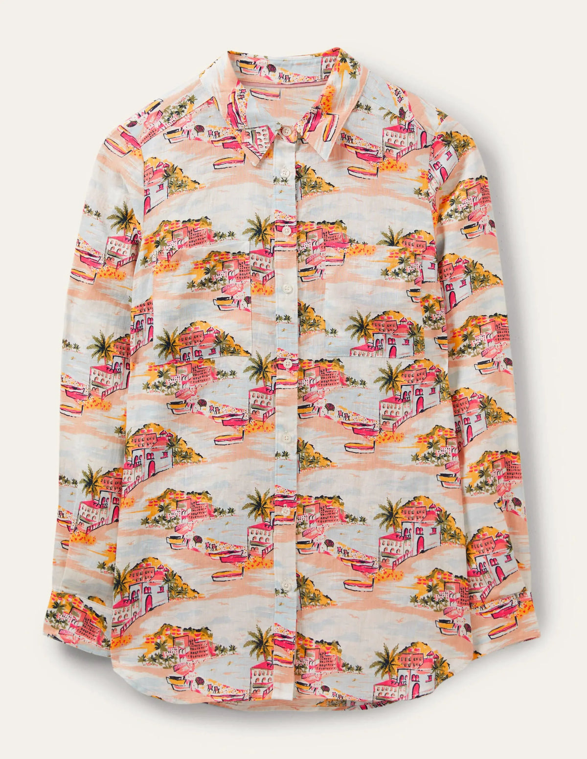 Linen Shirt-Ivory, Paradise Bay