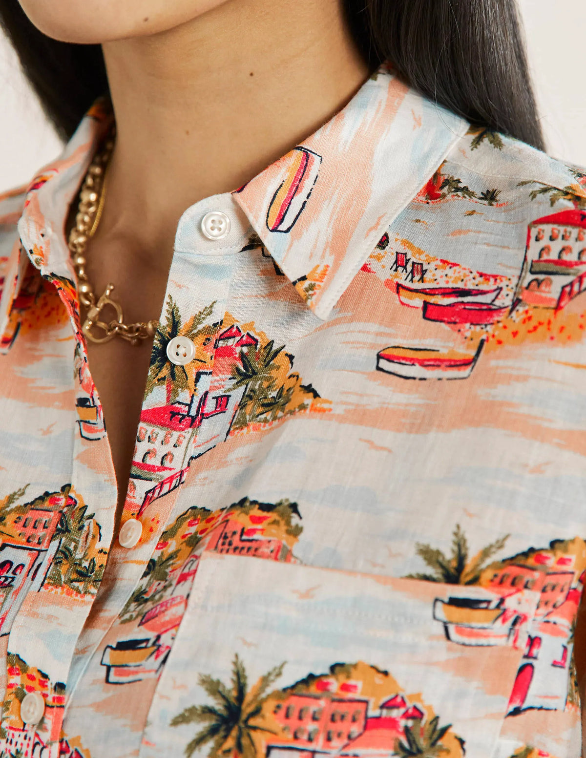 Linen Shirt-Ivory, Paradise Bay