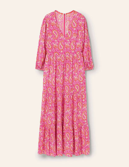 Blouson Sleeve Maxi Dress-Pop Pansy, Enchanting Paisley