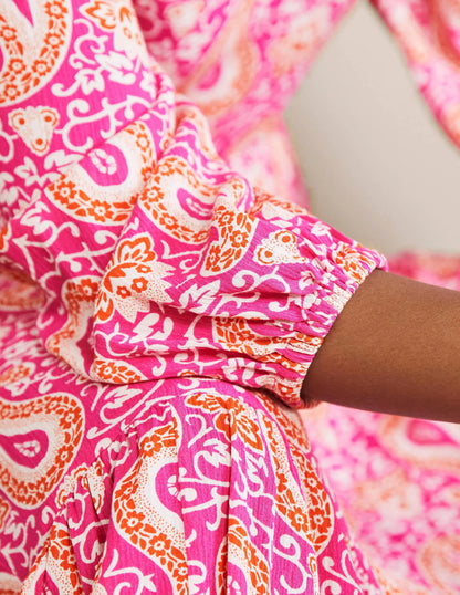 Blouson Sleeve Maxi Dress-Pop Pansy, Enchanting Paisley