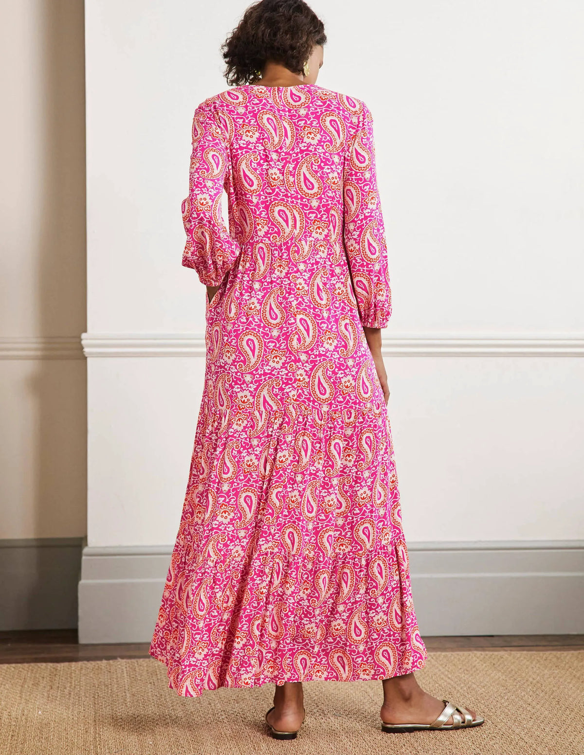 Blouson Sleeve Maxi Dress-Pop Pansy, Enchanting Paisley