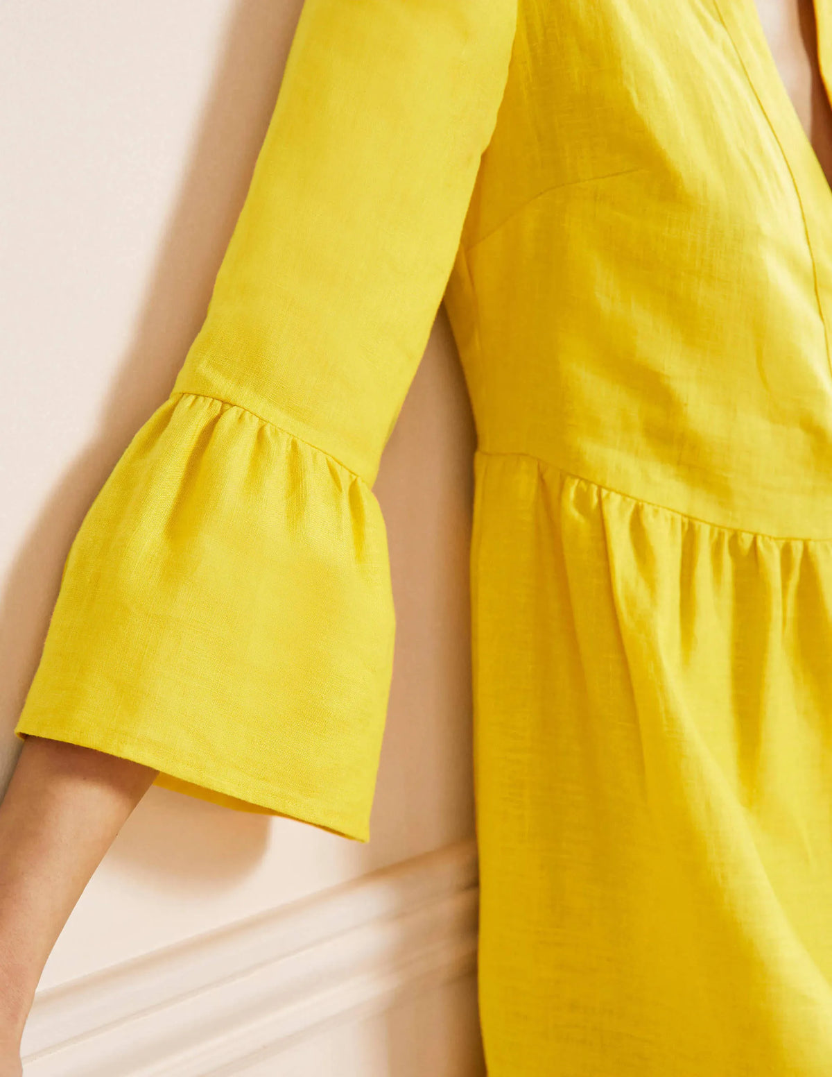 Relaxed Linen Tiered Dress-Lemon Fizz