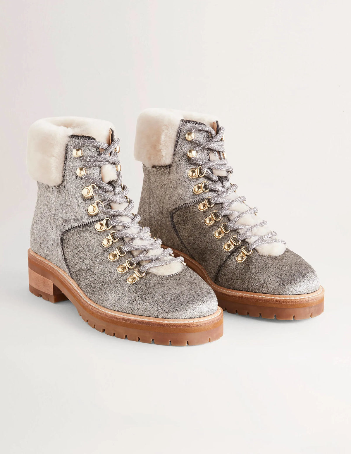 Lace-up Hiking Boots-Silver