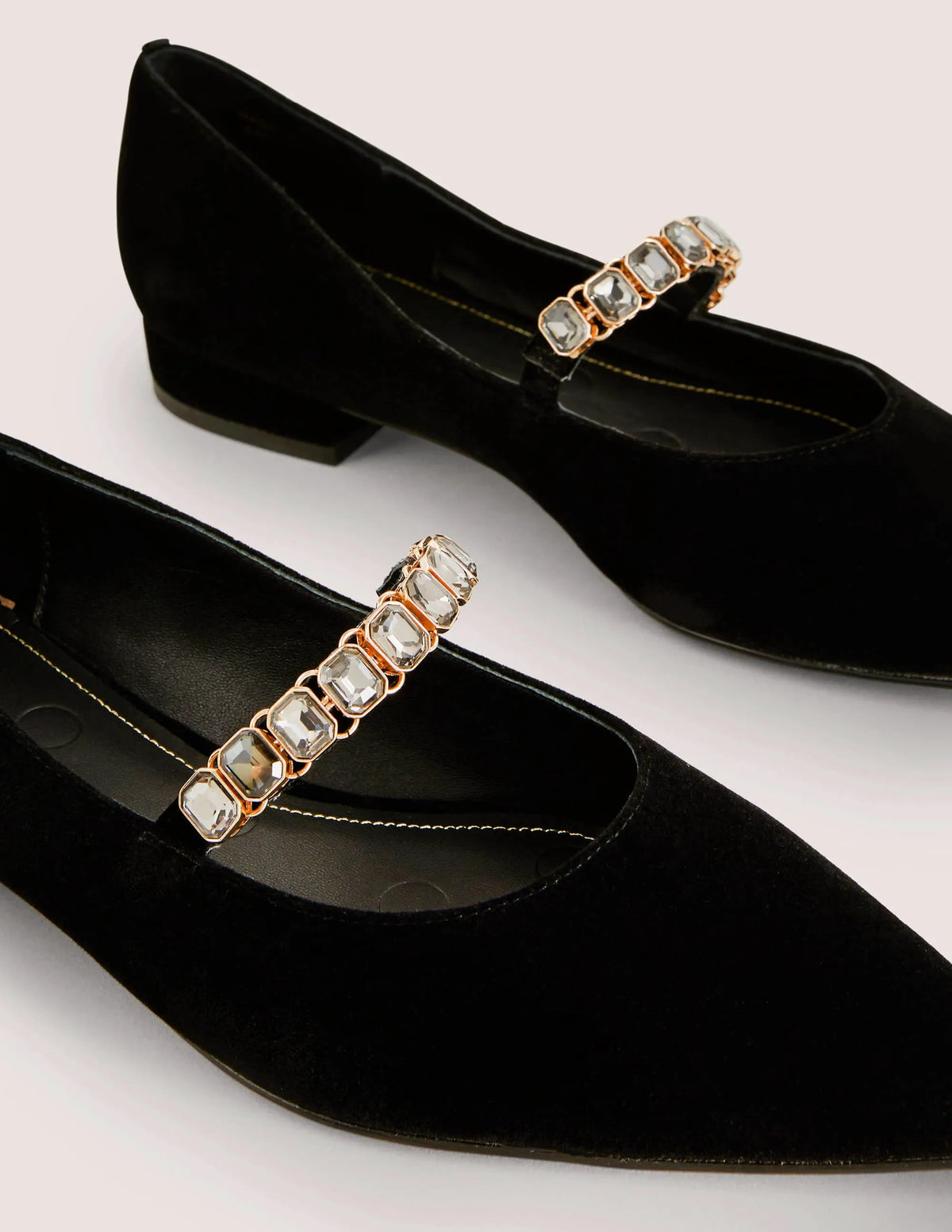 Crystal Strap Mary Jane Shoes-Black