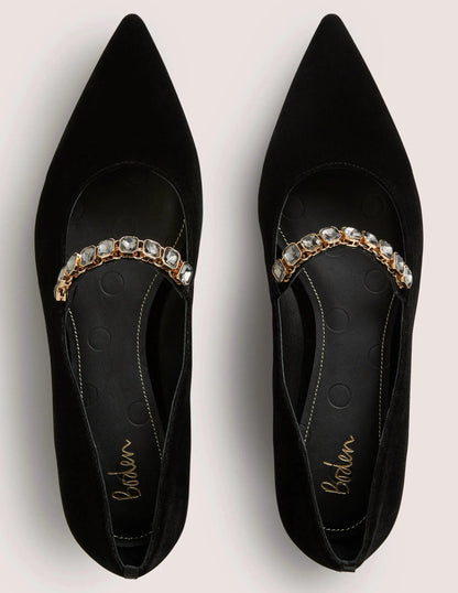 Crystal Strap Mary Jane Shoes-Black