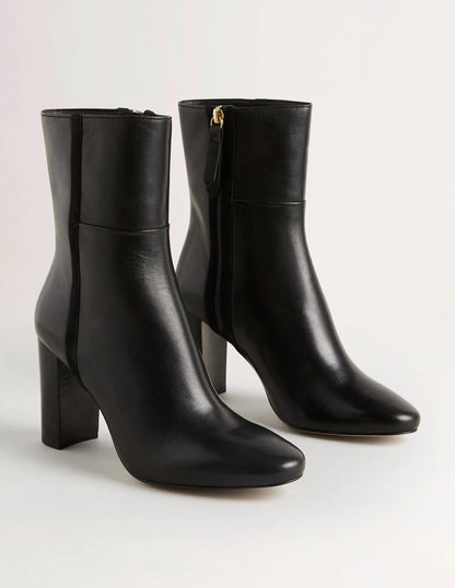 Leather Ankle Boots-Black