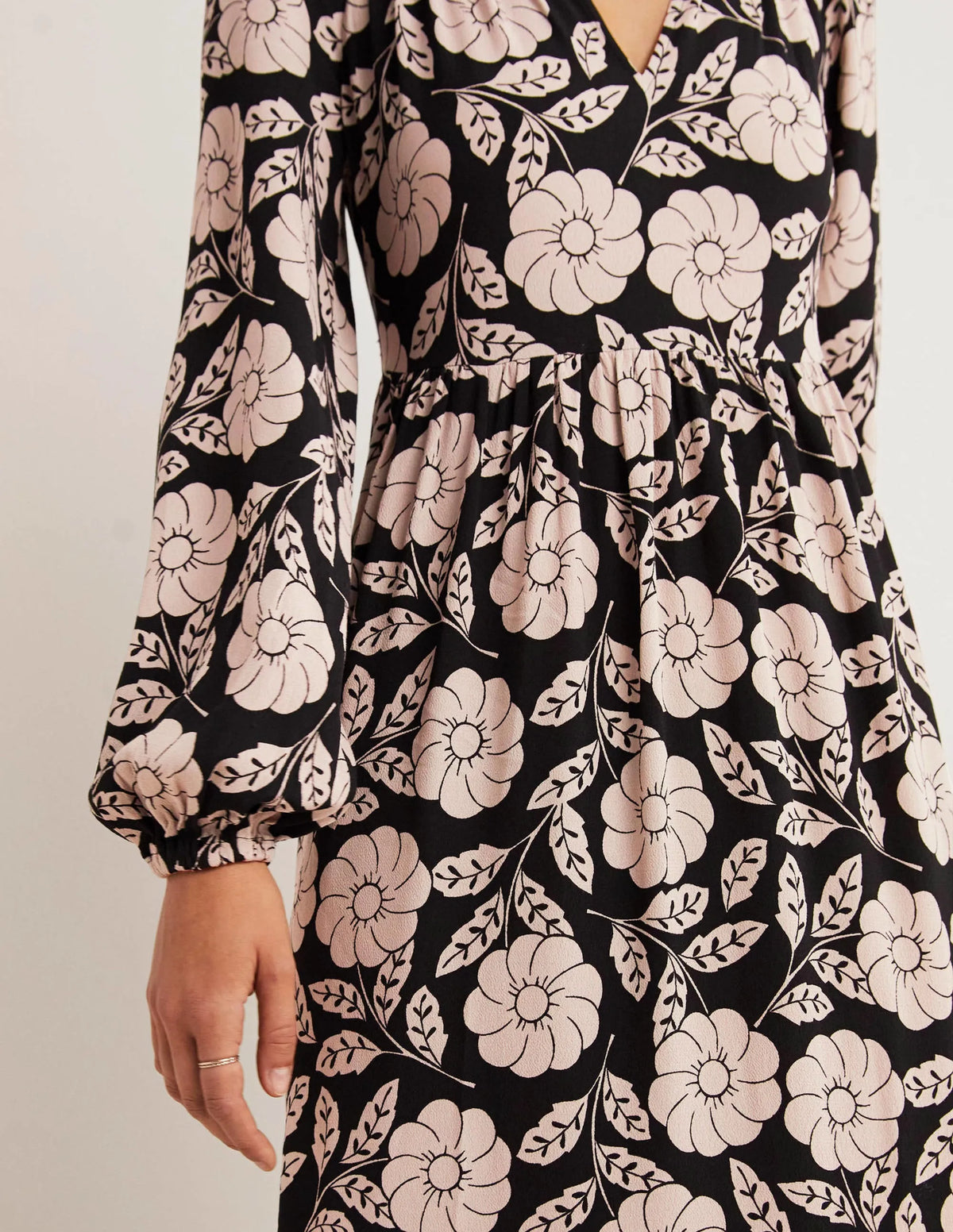 Printed Notch Neck Maxi Dress-Black, Botanica