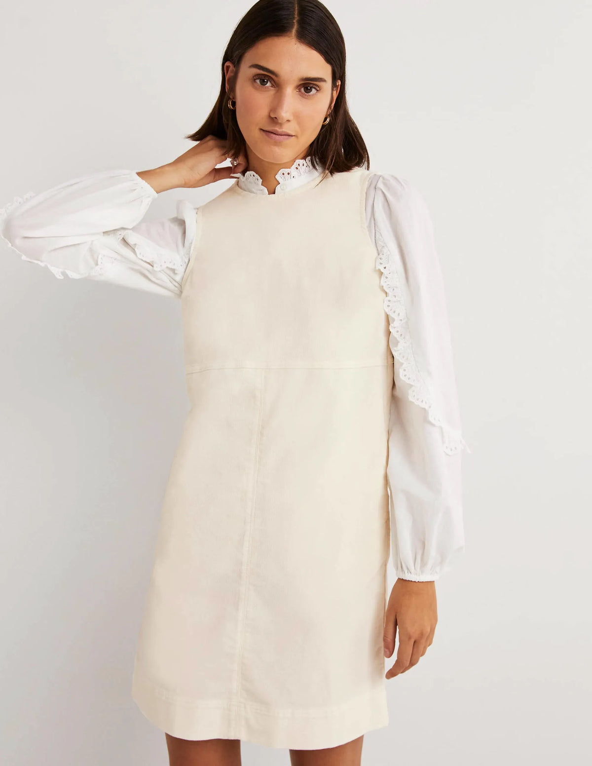Evie Cord Shift Dress-Ecru