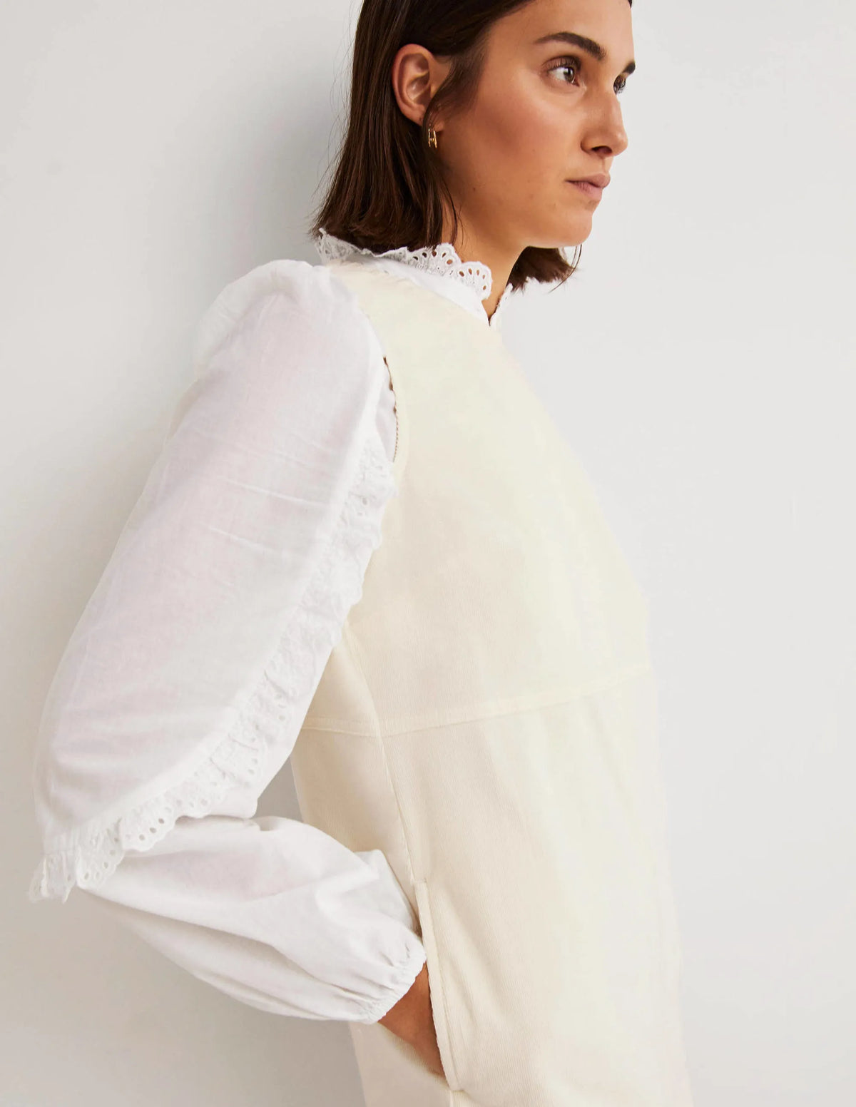 Evie Cord Shift Dress-Ecru