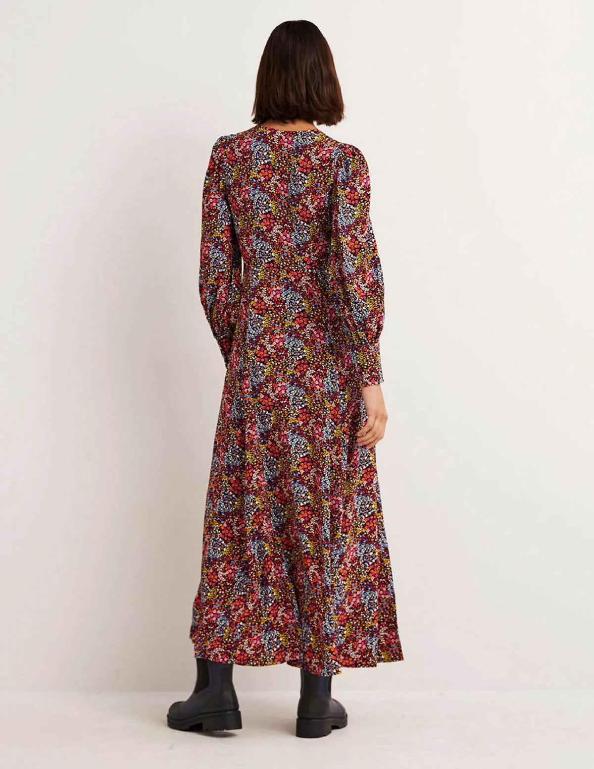 Blouson Sleeve Maxi Tea Dress-Multi, Ditsy Garden