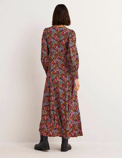 Blouson Sleeve Maxi Tea Dress-Multi, Ditsy Garden
