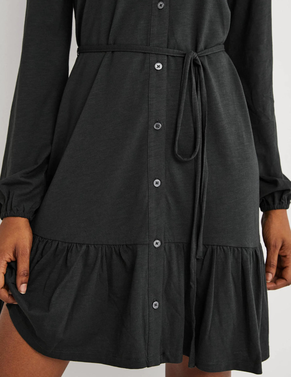 Tiered Jersey Shirt Mini Dress-Cavolo Nero