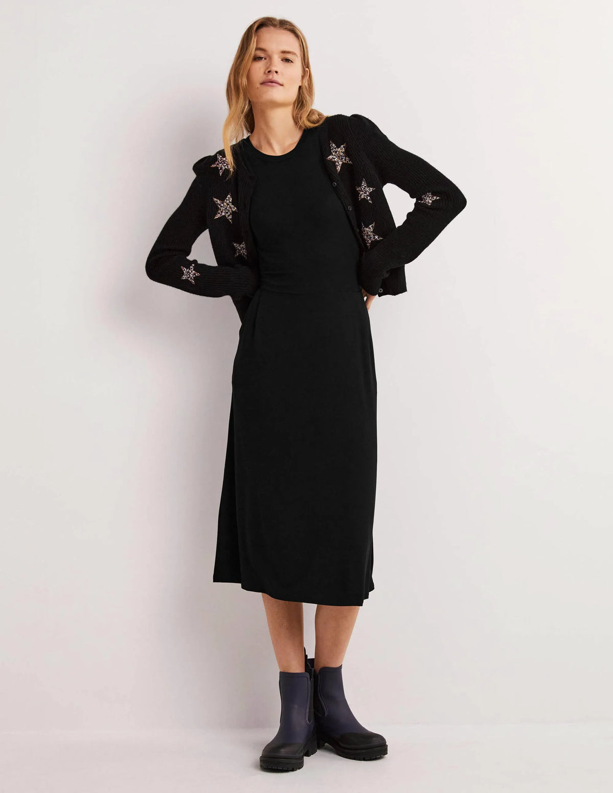 Lucinda Jersey Midi Dress-Black