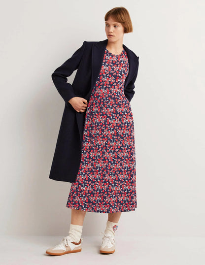 Lucinda Jersey Midi Dress-Cherry Red, Abstract Sprig