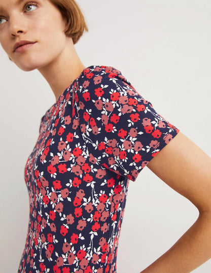 Lucinda Jersey Midi Dress-Cherry Red, Abstract Sprig