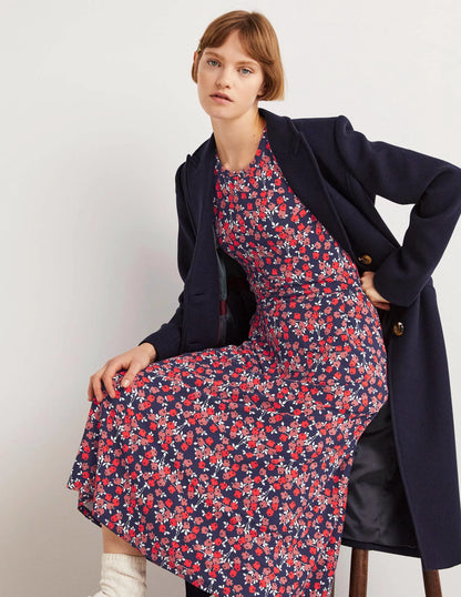 Lucinda Jersey Midi Dress-Cherry Red, Abstract Sprig