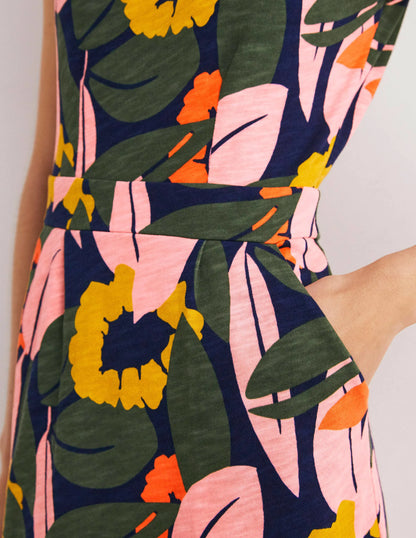 Florrie Jersey Dress-French Navy, Abstract Bloom