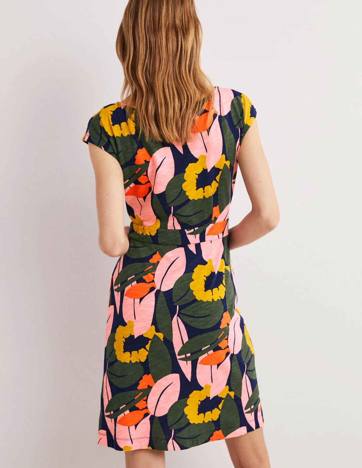 Florrie Jersey Dress-French Navy, Abstract Bloom
