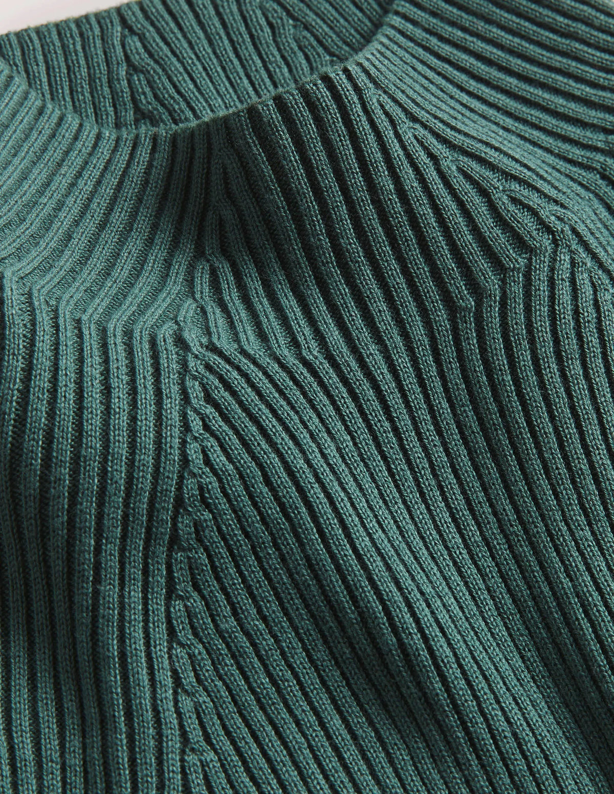 Ribbed High Neck Sweater-Trekking Green