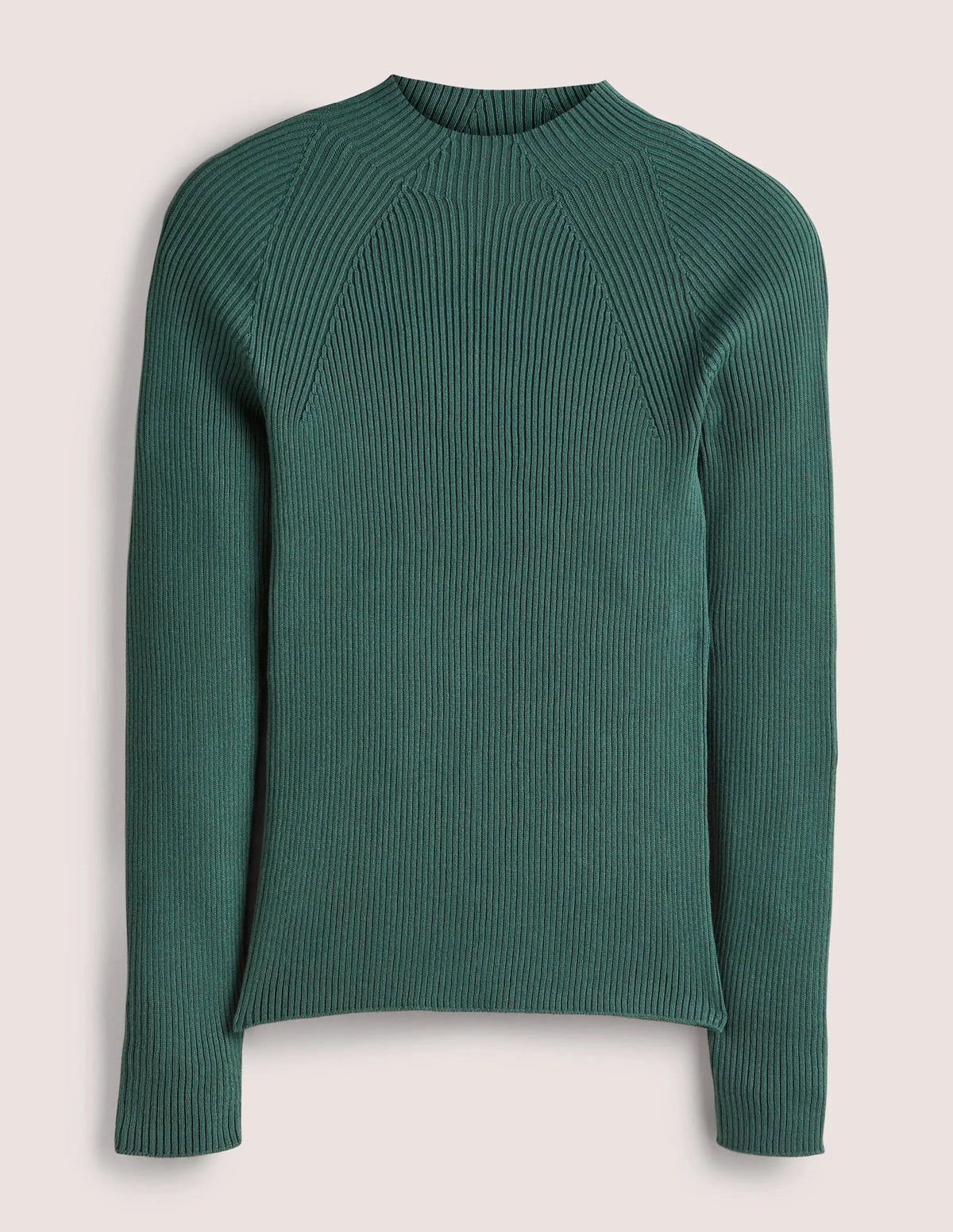Ribbed High Neck Sweater-Trekking Green