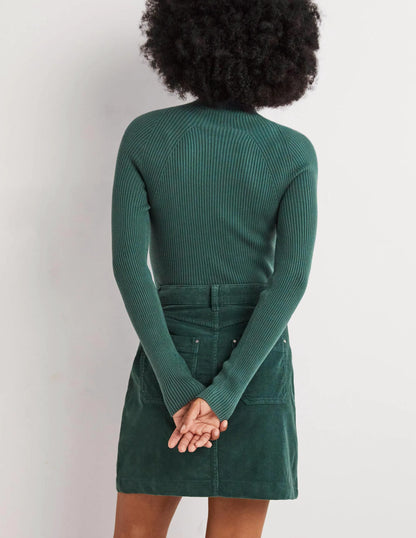 Ribbed High Neck Sweater-Trekking Green