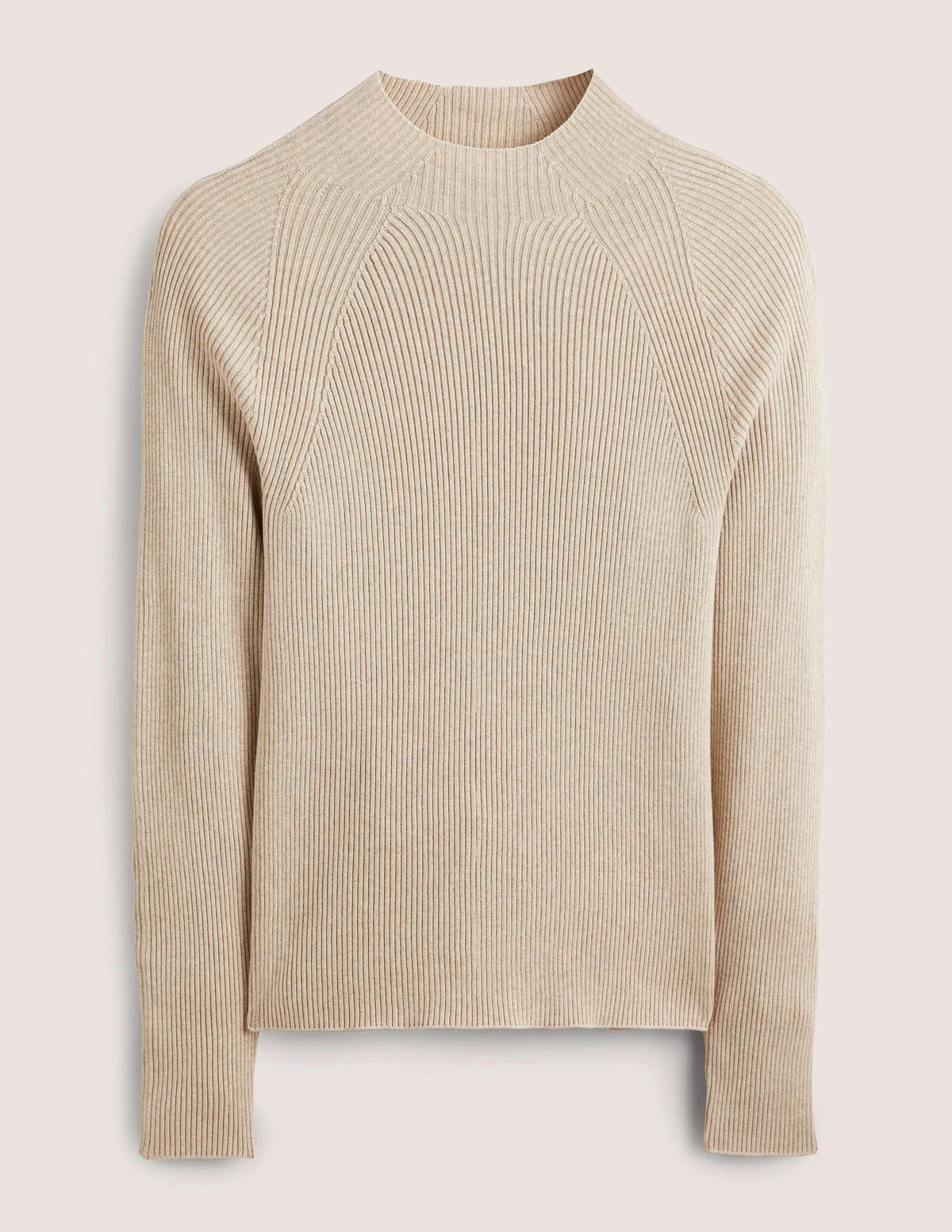 Ribbed High Neck Sweater-Chinchilla Melange