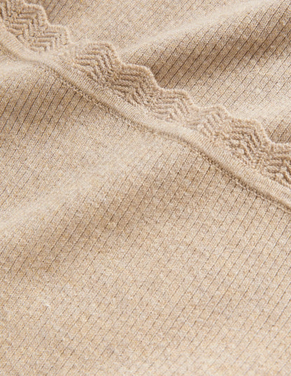 Ribbed Square Neck Knitted Top-Chinchilla Melange