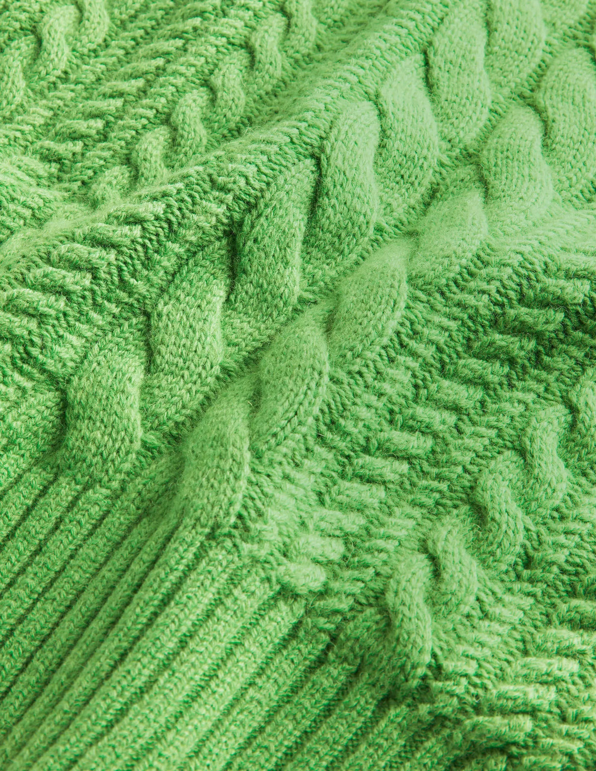 Cable Knit Sweater-Iguana Green
