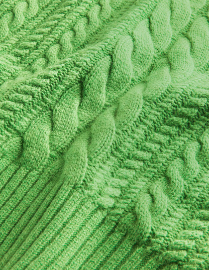 Cable Knit Sweater-Iguana Green