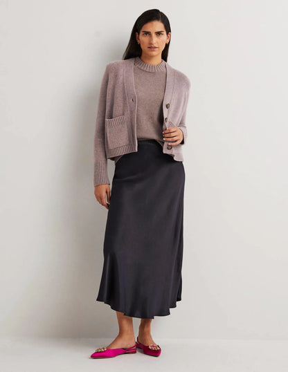 Cashmere Rib Cardigan-Grey, Multi Nep