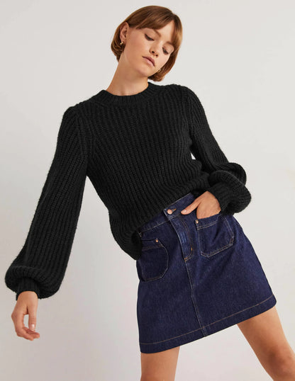 Chunky Ribbed Sweater-Black