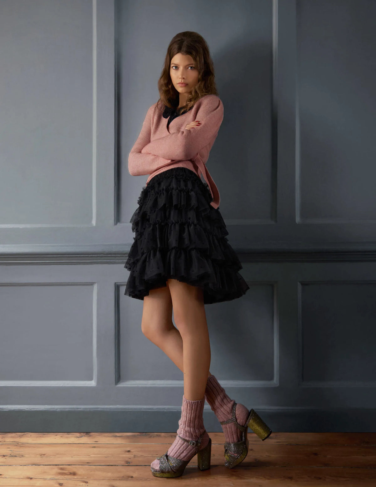 Fluffy Wrap Cardigan-Pink Frosting