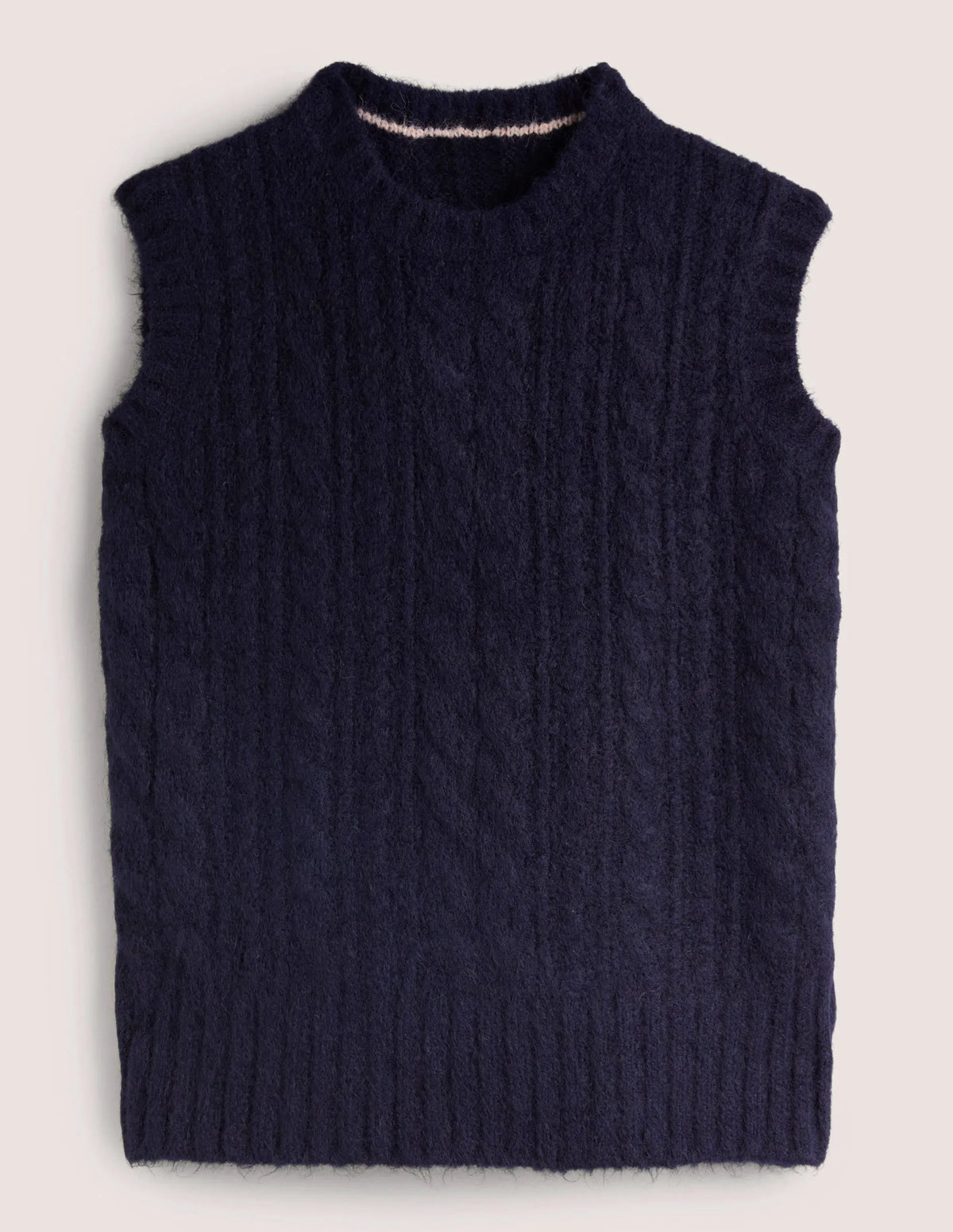 Relaxed Cable Sweater Vest-Navy