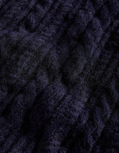 Relaxed Cable Sweater Vest-Navy