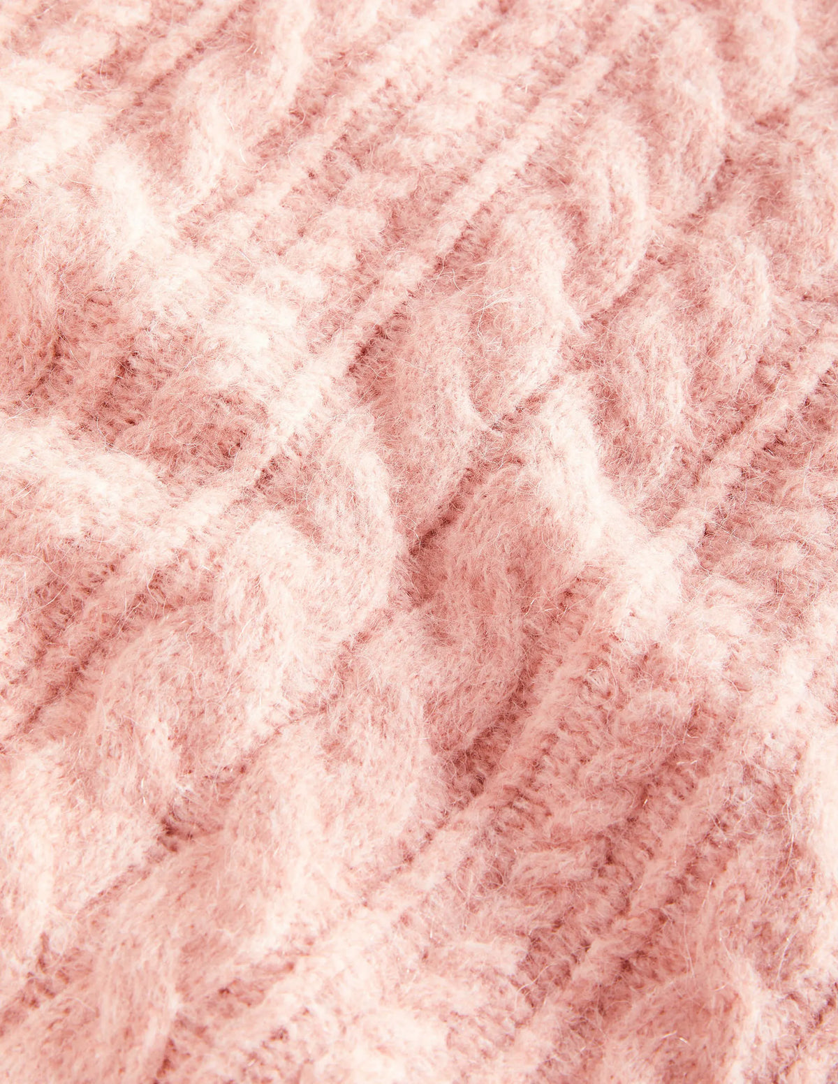 Relaxed Cable Sweater Vest-Pink Frosting